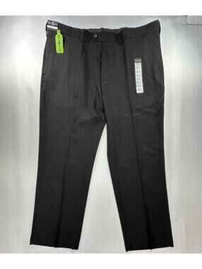 Haggar Classic Fit Flat No Iron Dress Pants Black Mens 42/30
